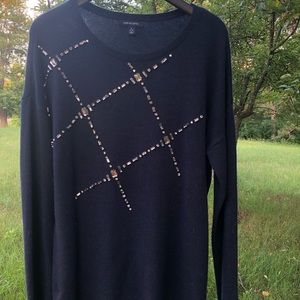 Lands End Navy Jeweled Sweater